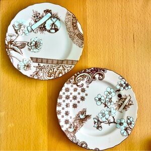 Anthropologie Aesthetic Movement Pink and Brown Plates